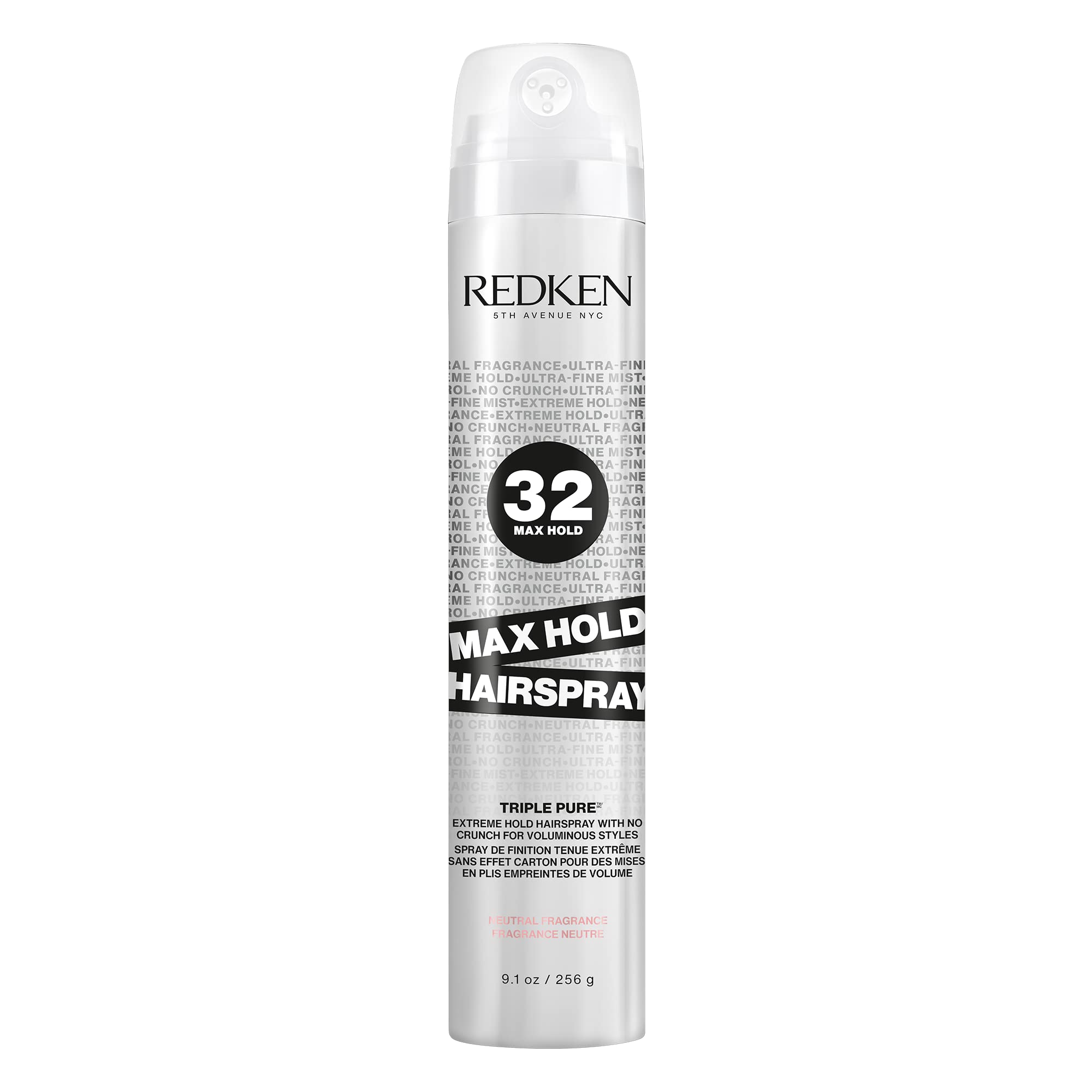 Redken Max Hold Neutral Hairspray 32 bottle on display for all hair types and styles.
