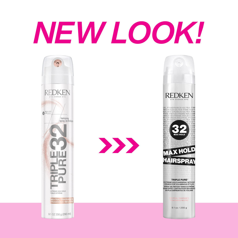 Redken Max Hold Neutral Hairspray 32 fine mist demonstrates even coverage and anti-frizz control.