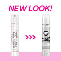 Redken Max Hold Neutral Hairspray 32 fine mist demonstrates even coverage and anti-frizz control.
