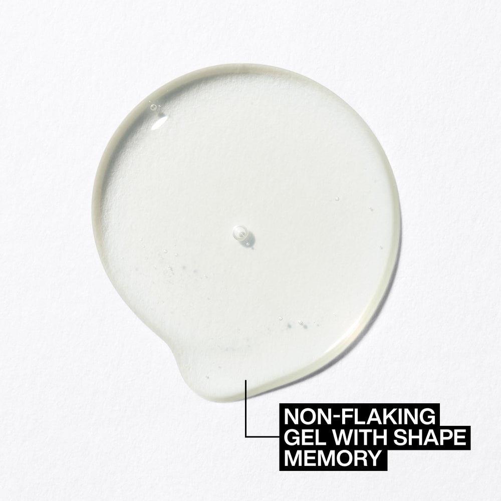 Damp hair being styled with Max Sculpting Gel for lacquered, flake-free finish.