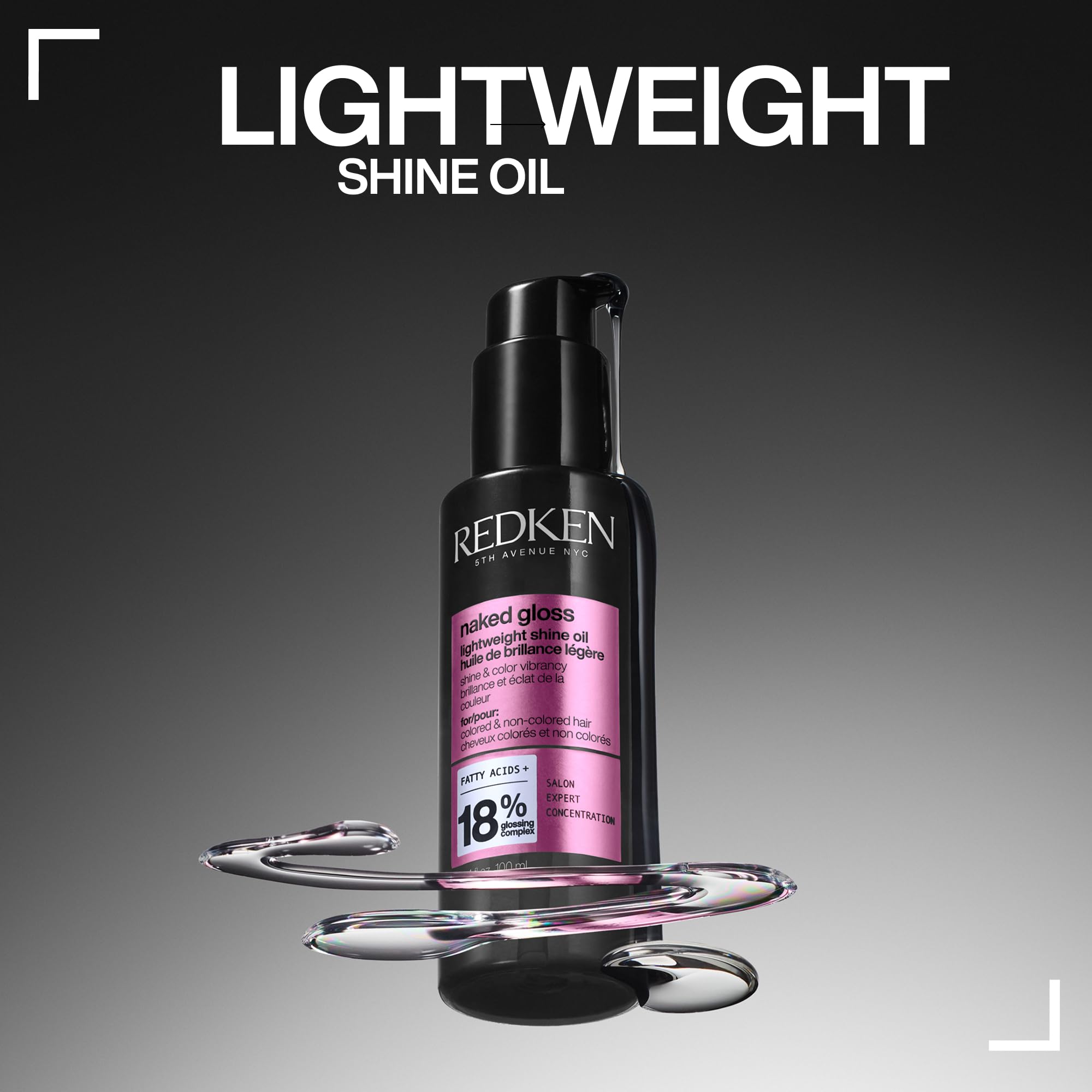 Redken Naked Gloss Shine Oil heat protection up to 450 degrees for styling