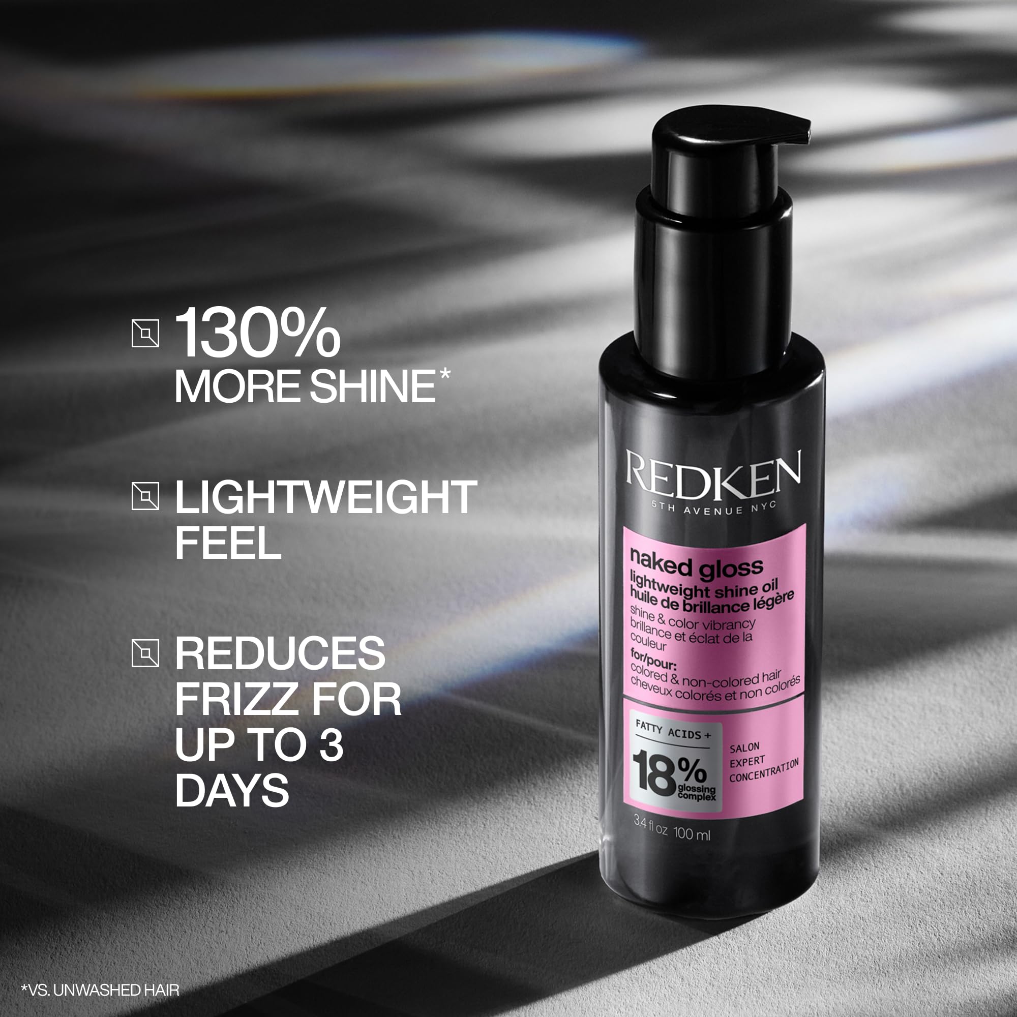 Redken Naked Gloss Shine Oil on dry hair for frizz control and protection