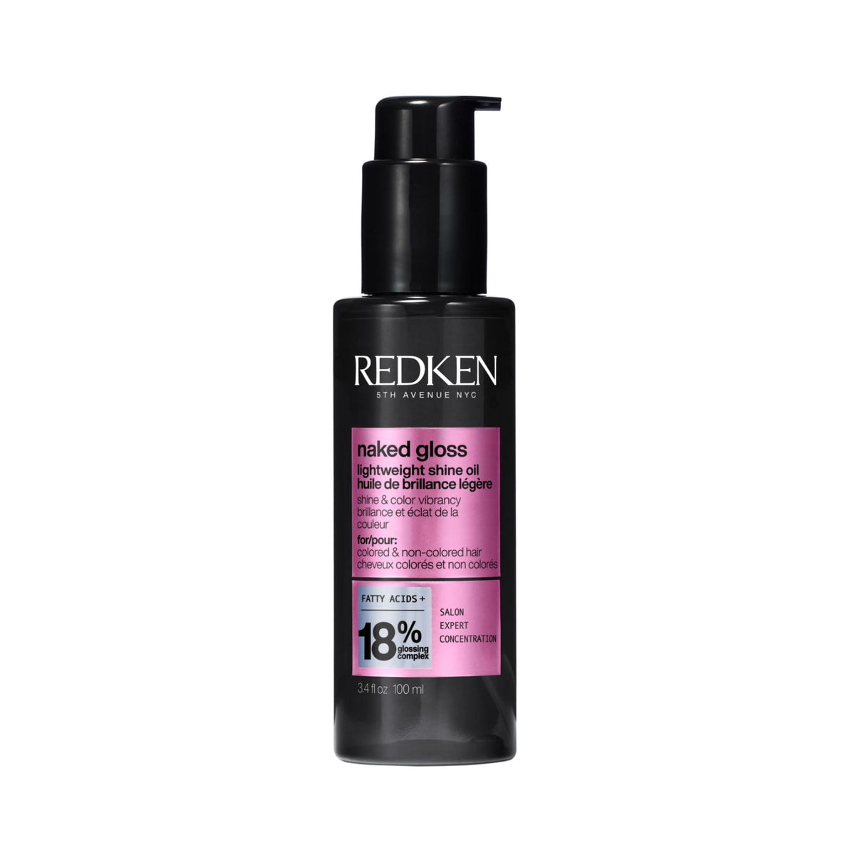 Redken Naked Gloss Shine Oil bottle pour for easy application and light glow