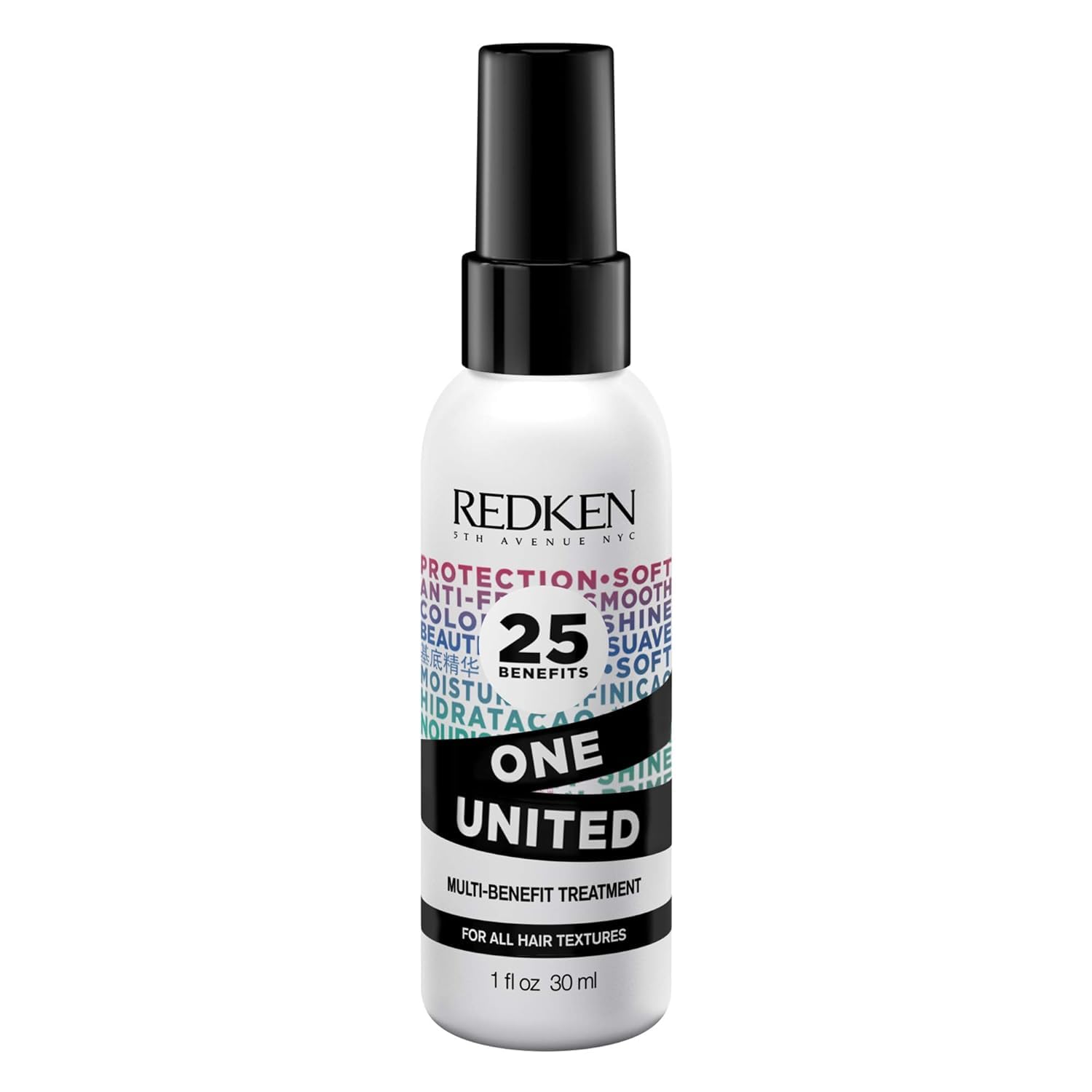 Redken One United: botella con spray multi-beneficios que protege y desenreda el cabello.