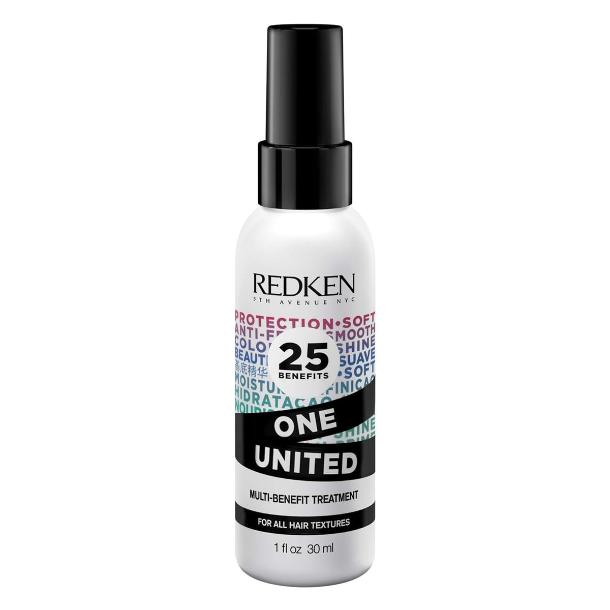 Redken One United: botella con spray multi-beneficios que protege y desenreda el cabello.