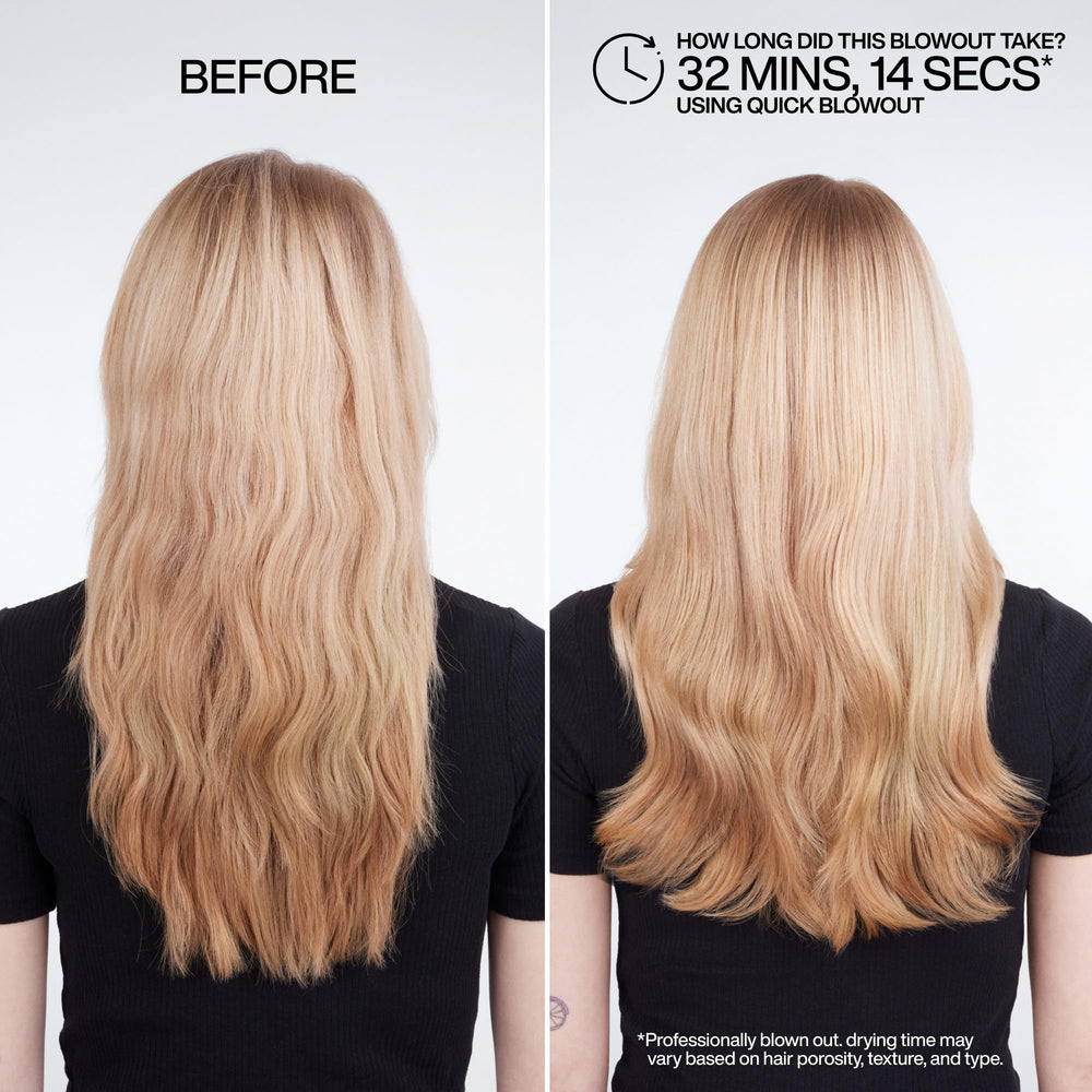 Pulverización controlada de Redken Quick Blowout protege el calor hasta 450 grados.
