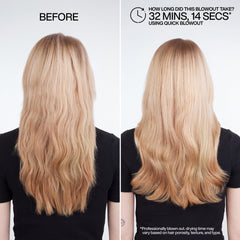 Pulverización controlada de Redken Quick Blowout protege el calor hasta 450 grados.