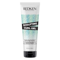 Redken Sculpting Curl Gel bottle close-up for defined, frizz-free curls.