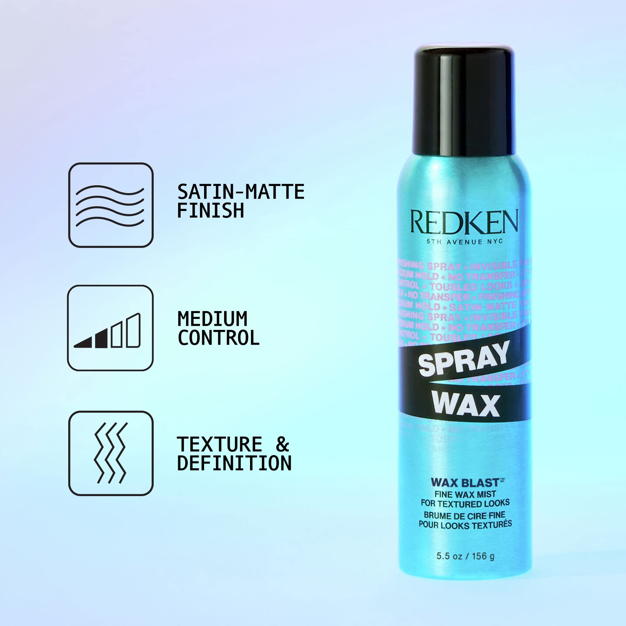 Redken Spray Wax Invisible Texture Mist dispersion on hair demonstrating tousled texture and medium hold