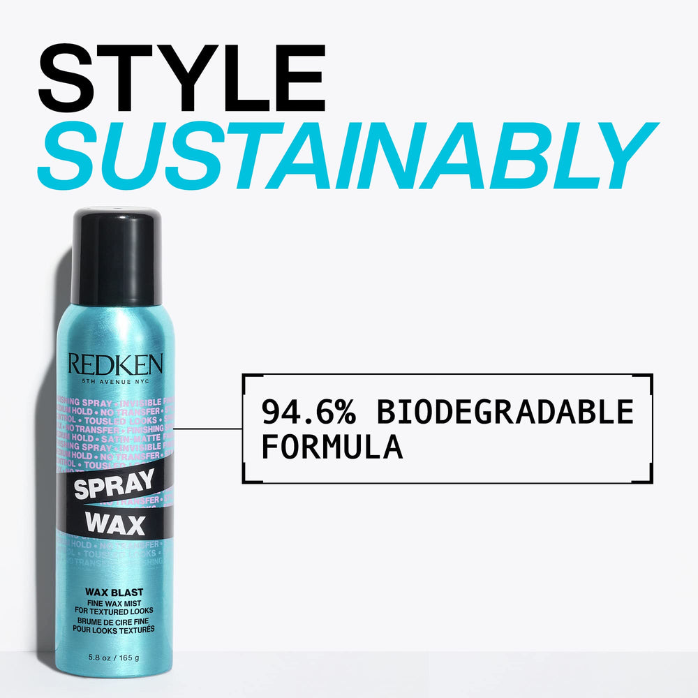 Redken Spray Wax Invisible Texture Mist satin-matte finish on finished hairstyle