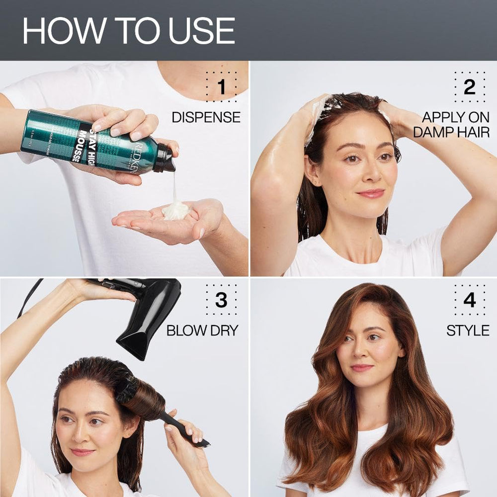 Redken Stay High Mousse close-up shows foamy texture