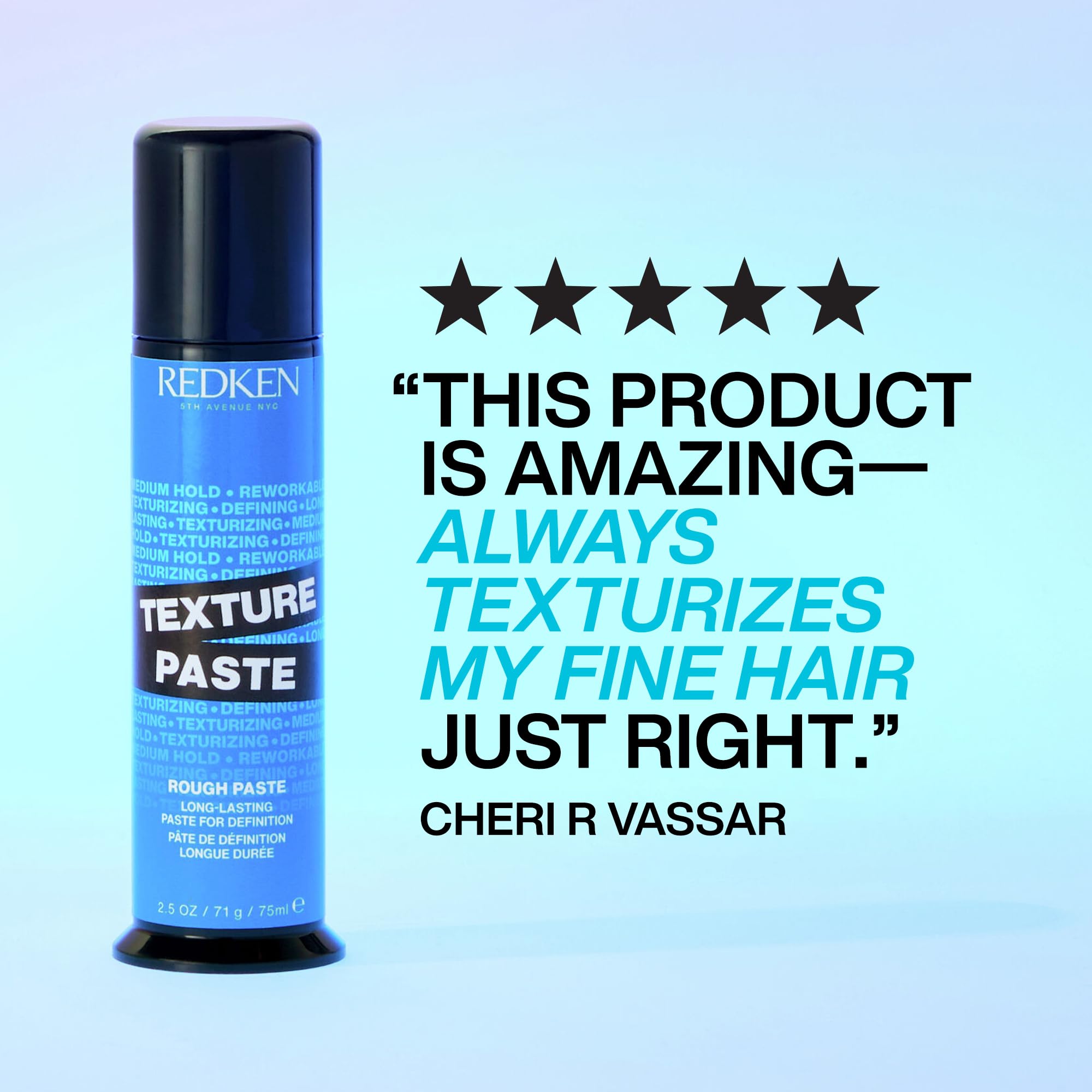 Redken Texture Paste directional styling to shape spikes and defined texture.