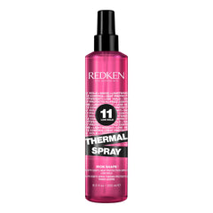 Redken Thermal Spray 11 Low Hold bottle showing heat protection and shine