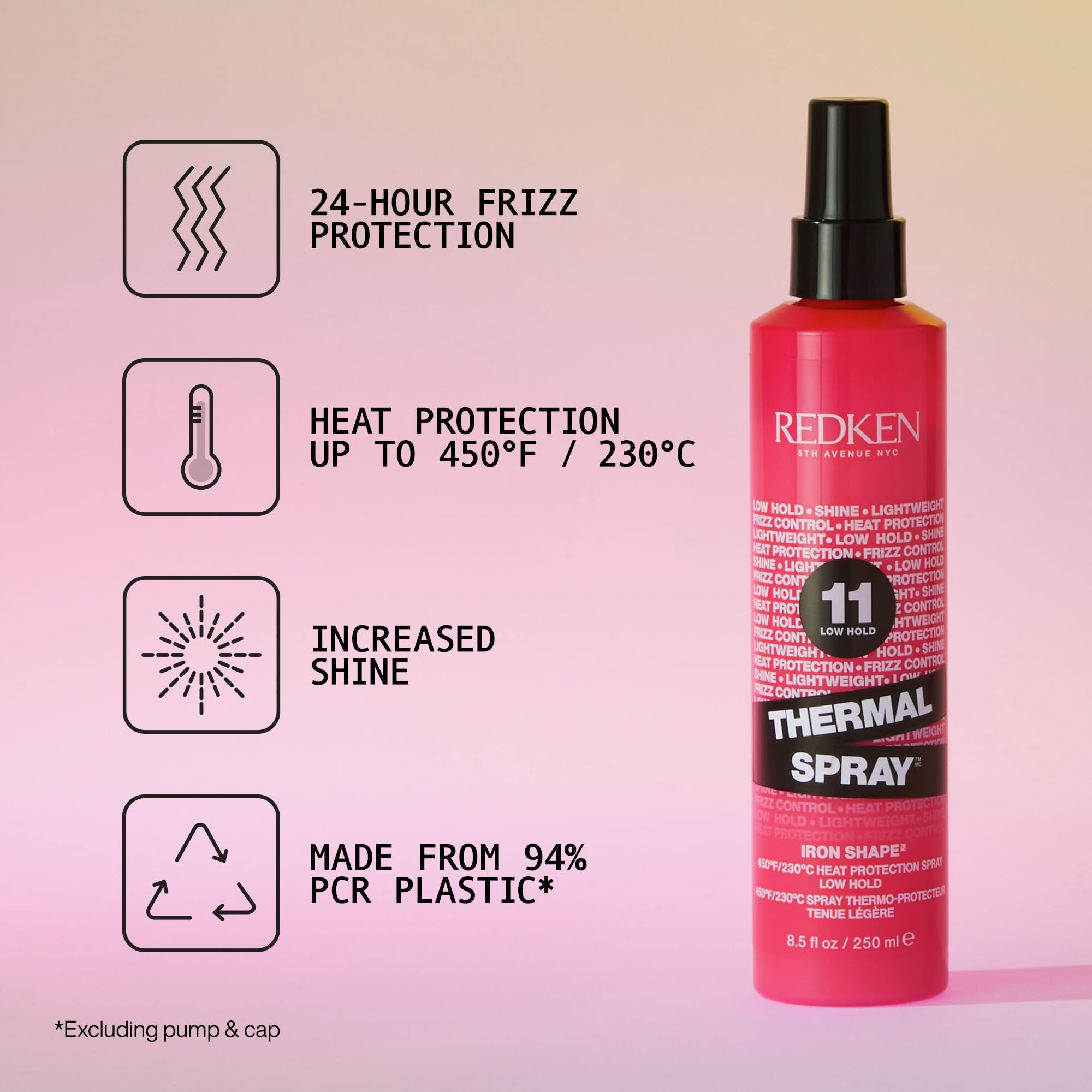 Redken Thermal Spray 11 Low Hold being evenly applied to hair
