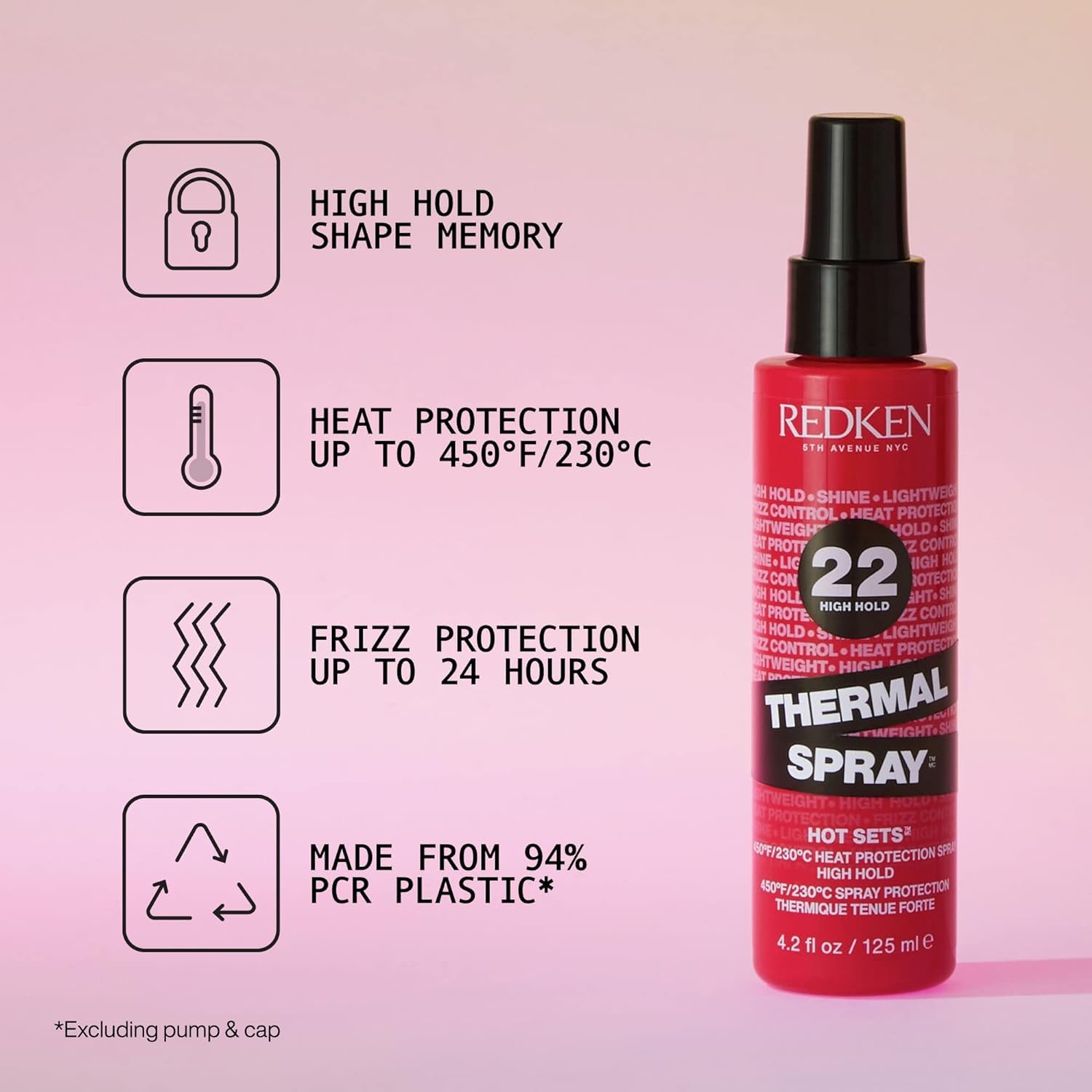Redken Thermal Spray 22 mist application demonstrates even coverage for styling.