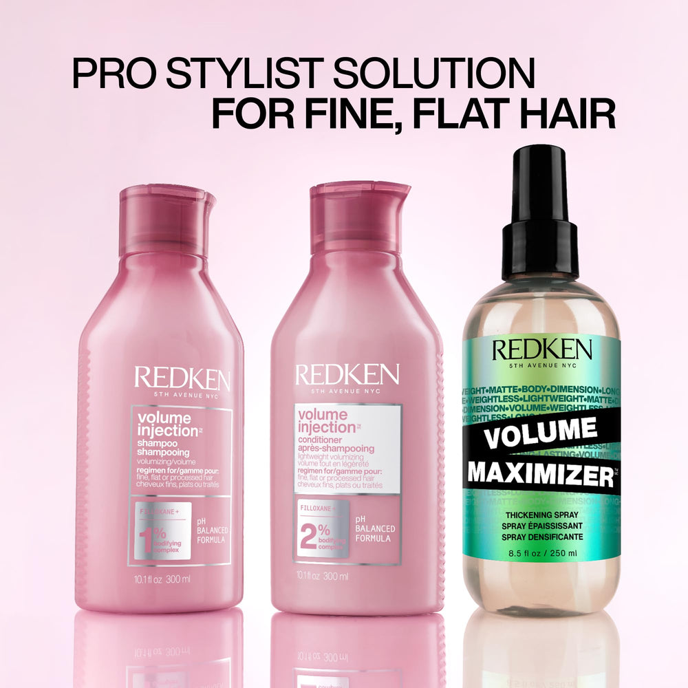 Redken Volume Injection Conditioner hair volumized look after styling.