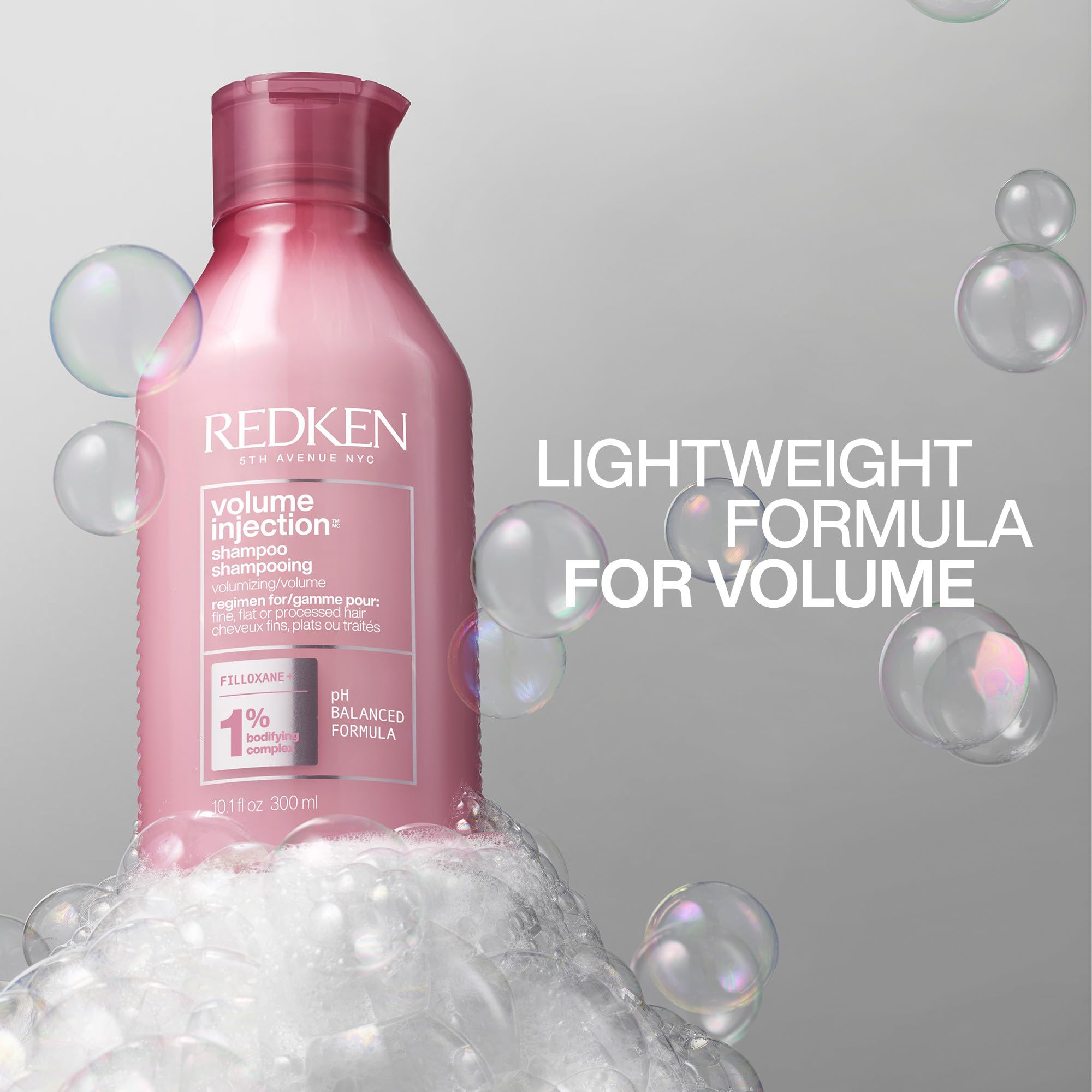 Redken Volume Injection Shampoo soft-hair finish on revived strands