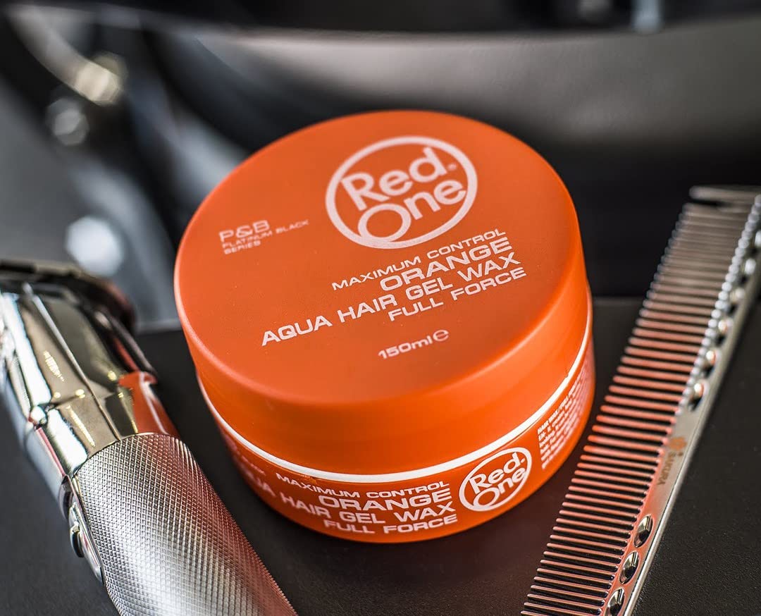 Redone Hair Wax Orange on styled hair with glossy wet-look finish.
