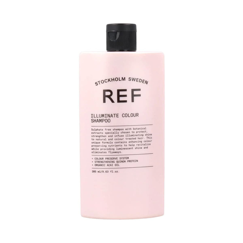 REF Champú Iluminación de Color, botella, preserva el color y aporta brillo en cabello natural y teñido