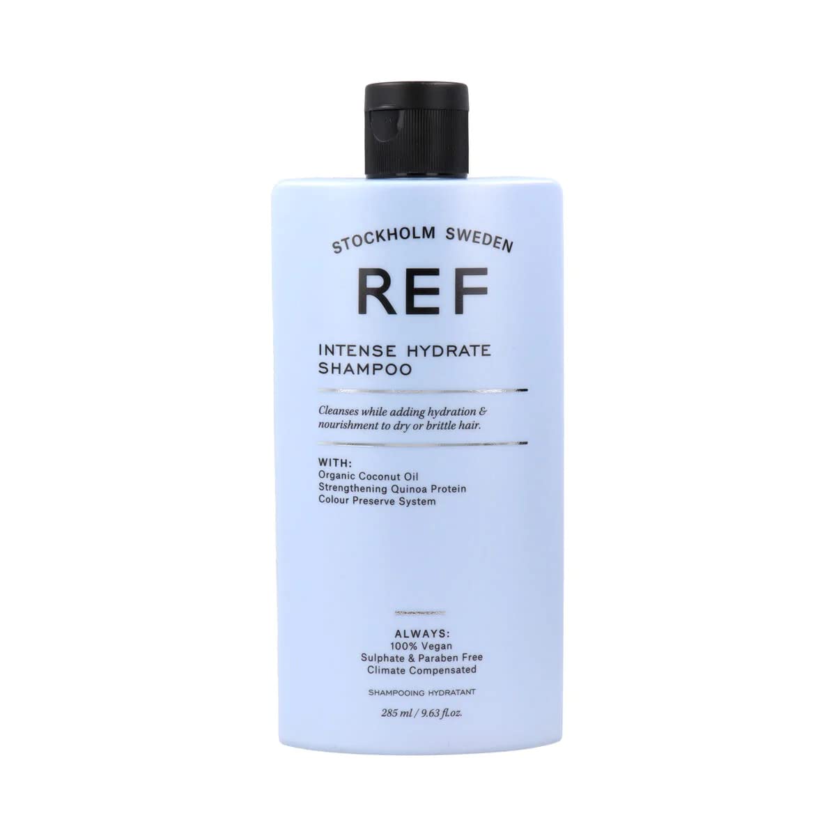 REF champú intenso hidratante para cabello suave y nutrido en uso diario.