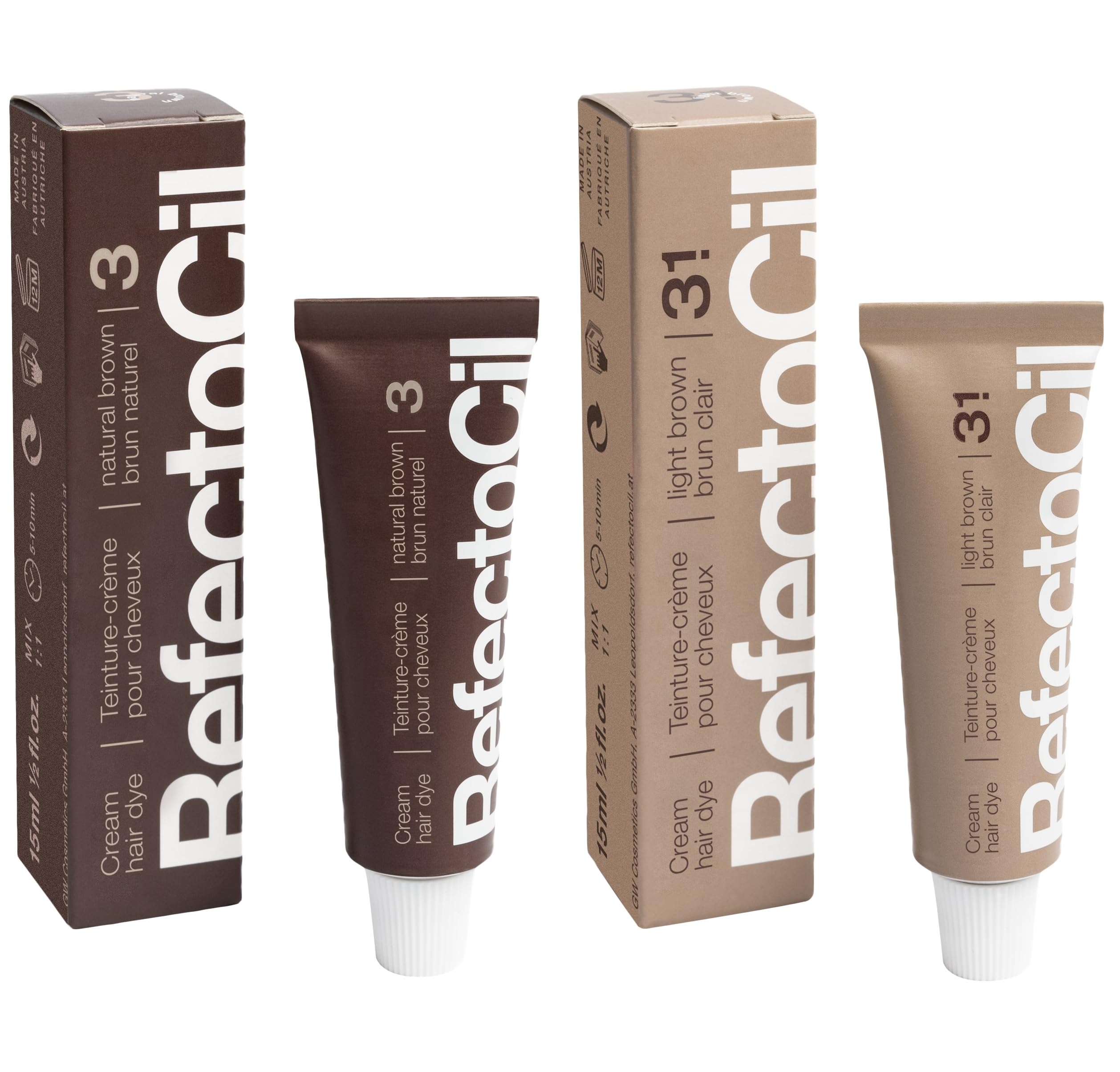 Refectocil cream hair dye natural brown tubes for lasting brunette color