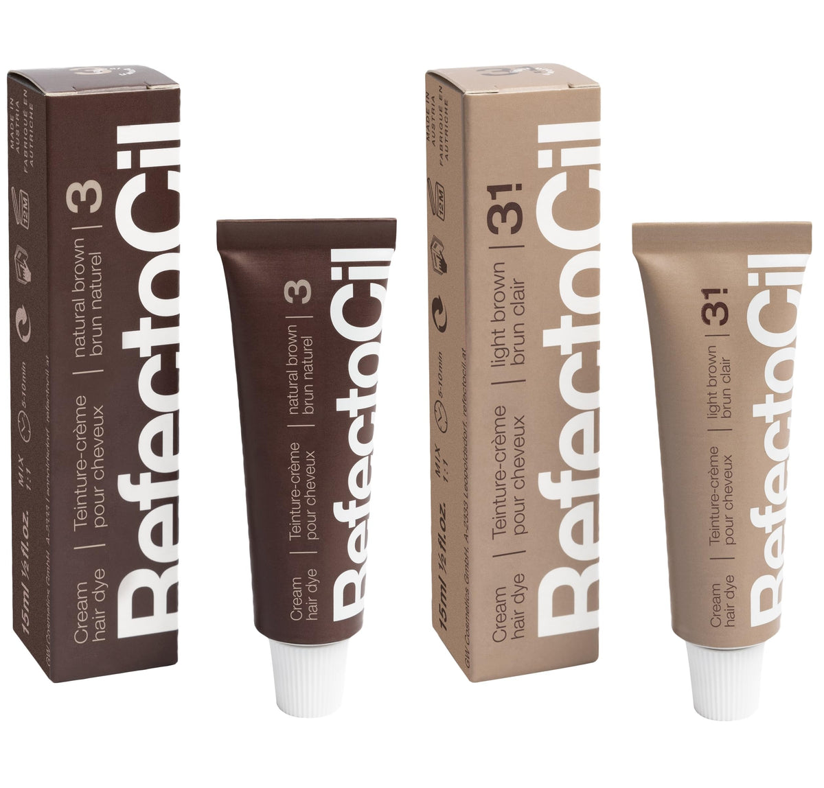 Refectocil cream hair dye natural brown tubes for lasting brunette color