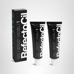 RefectoCil No.1 Pure Black cream dye tube shows long-lasting shade.