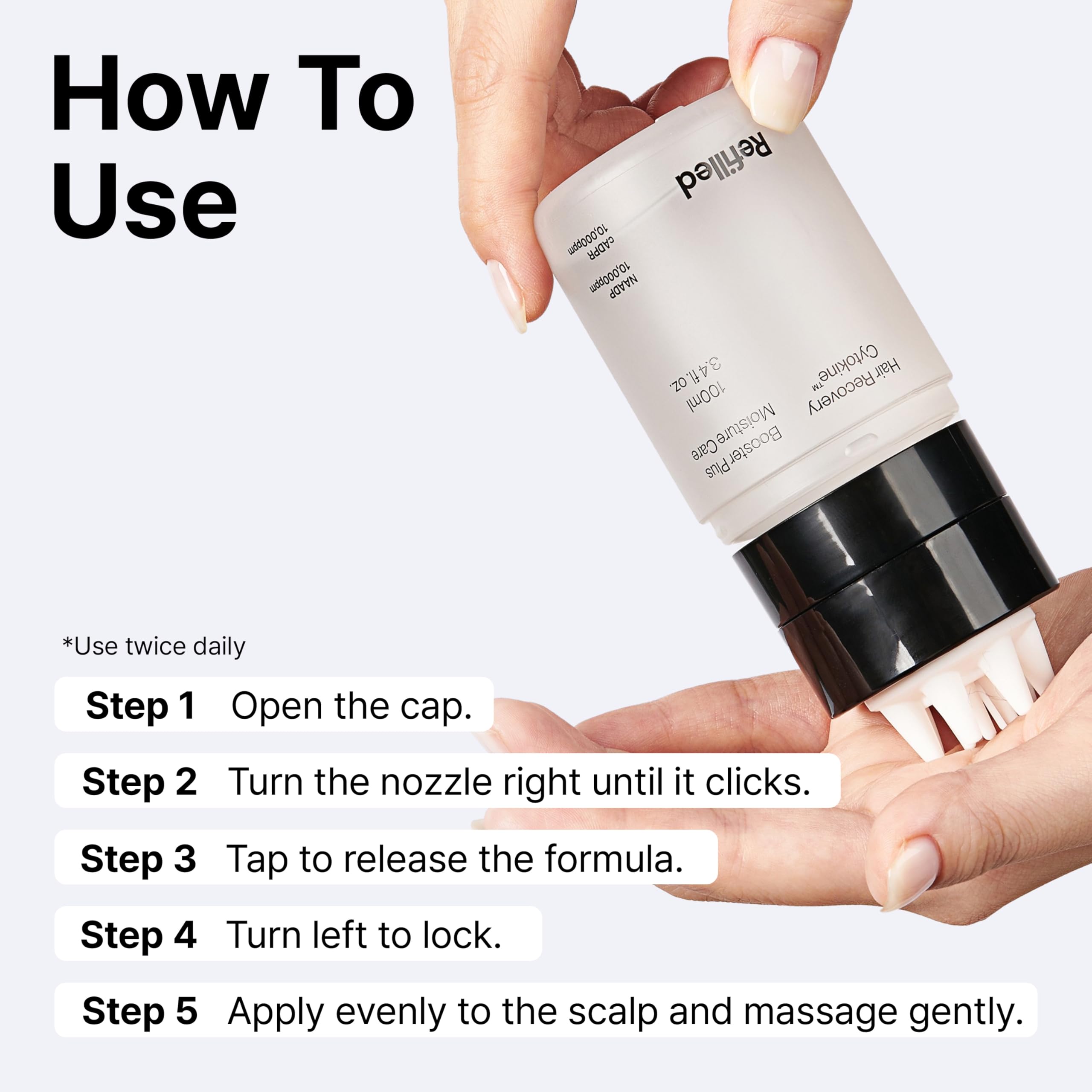 Refilled Booster Plus Moisture suggests fuller look over time.