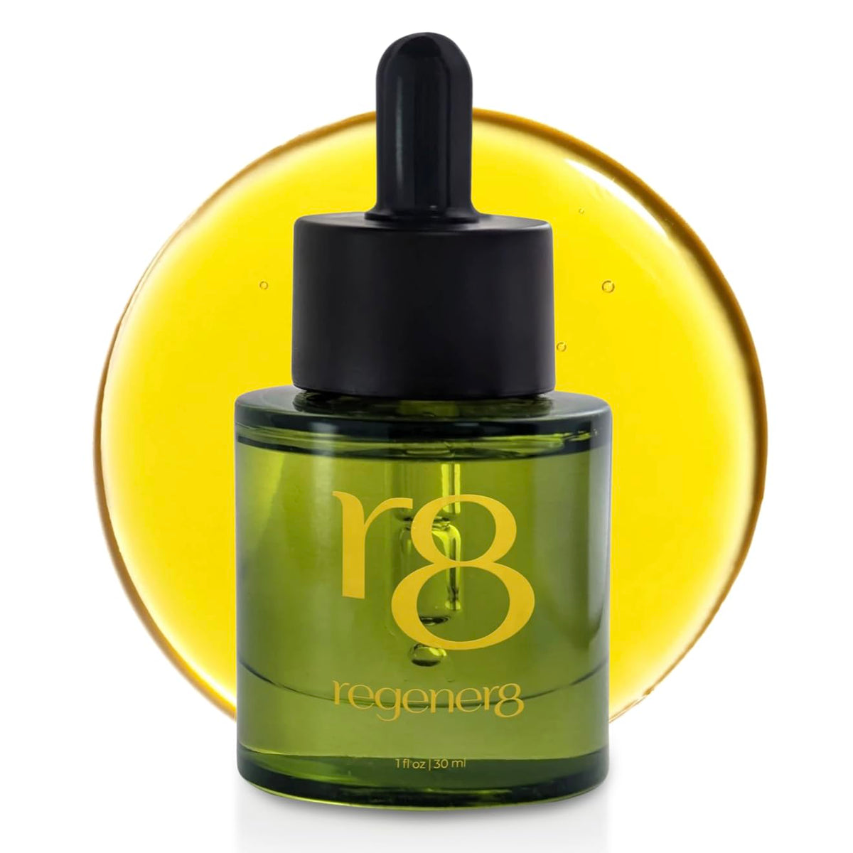 Regener8 hair oil bottle showing natural hair support and conditioning benefits
