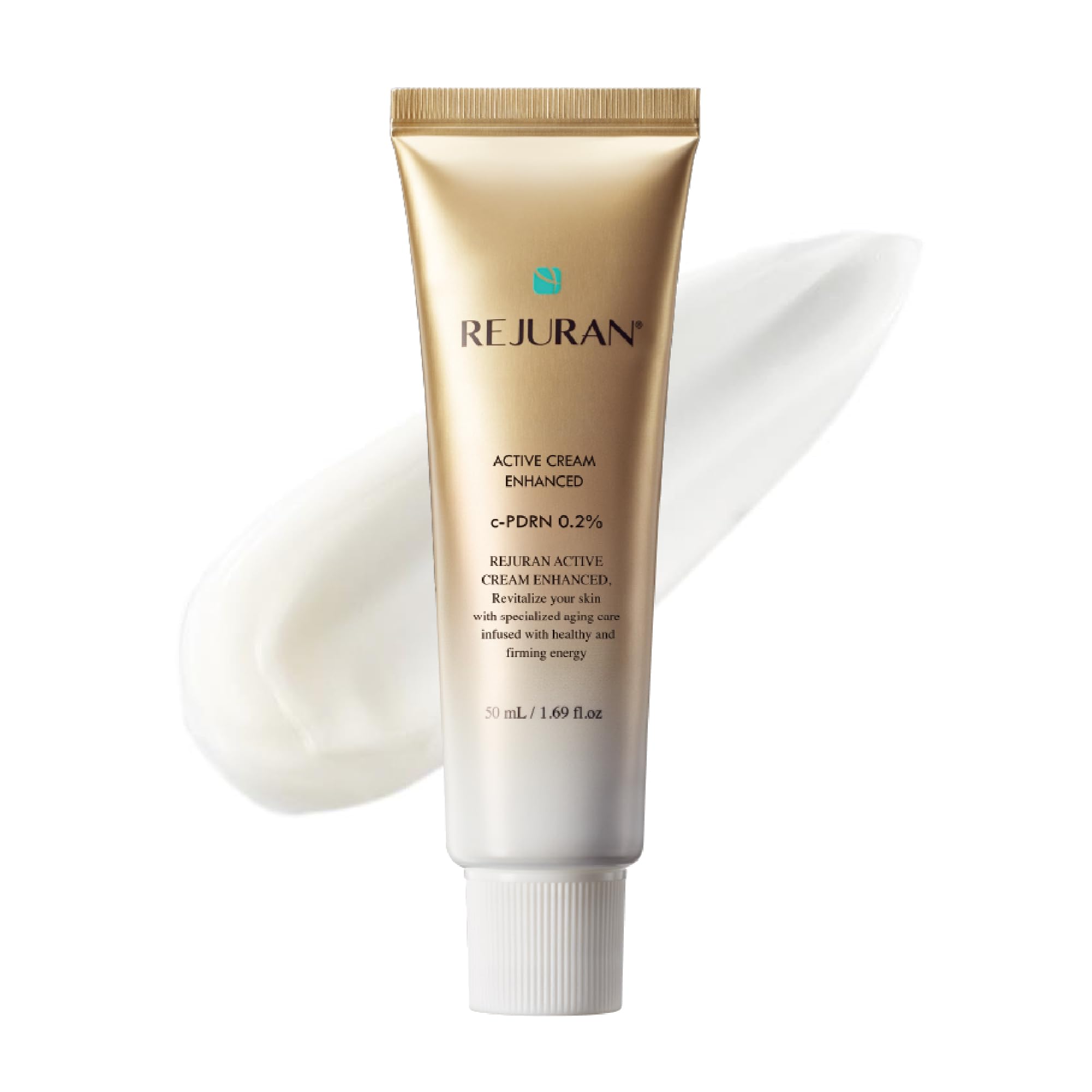 REJURAN Active Cream Enhanced bottle pour highlights rich hydration for daily care.