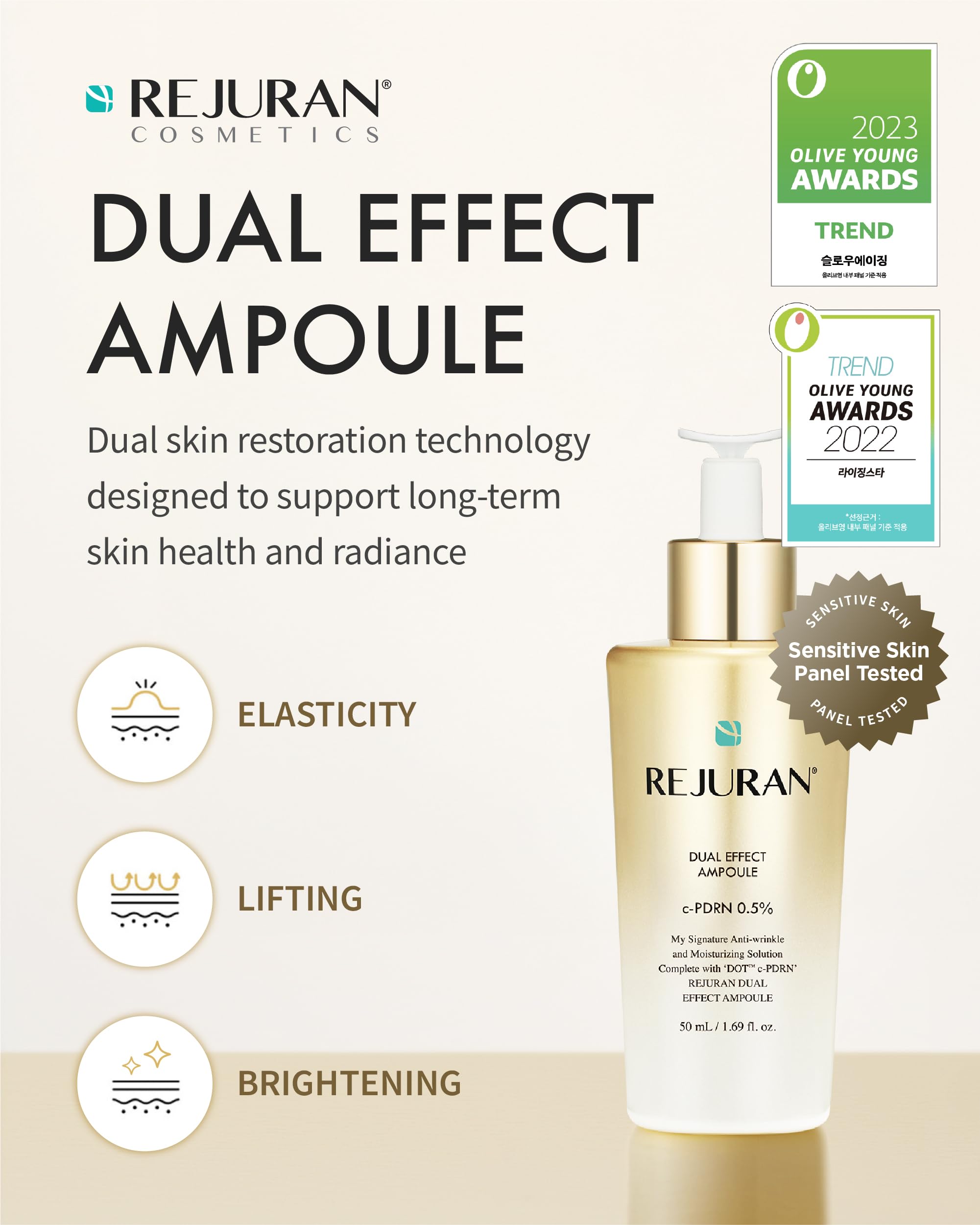 REJURAN Dual Effect Ampoule ceramide NP close-up highlighting barrier support and moisture retention