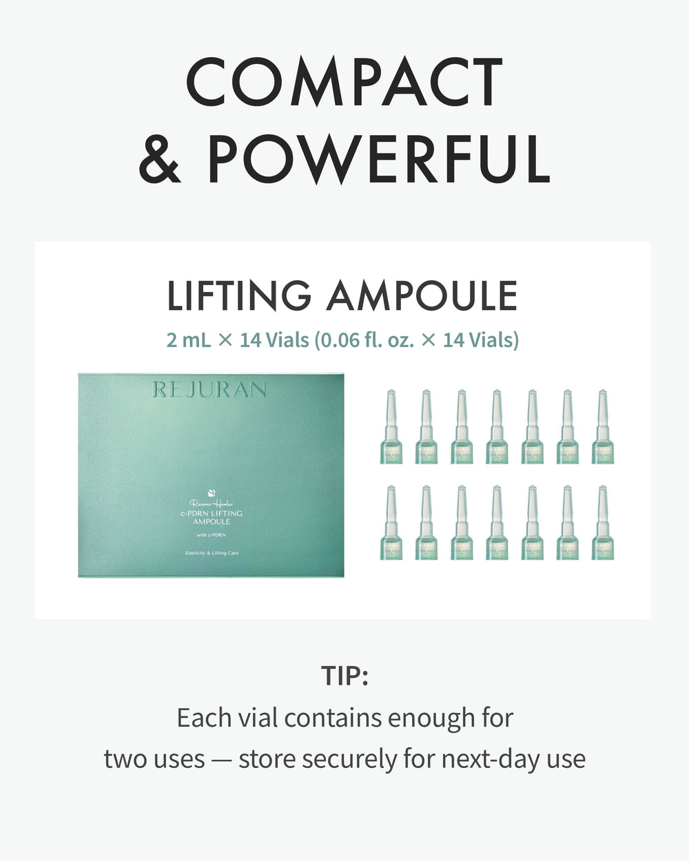 REJURAN Recover c-PDRN Lifting Ampoule near skin shows calm hydration benefits