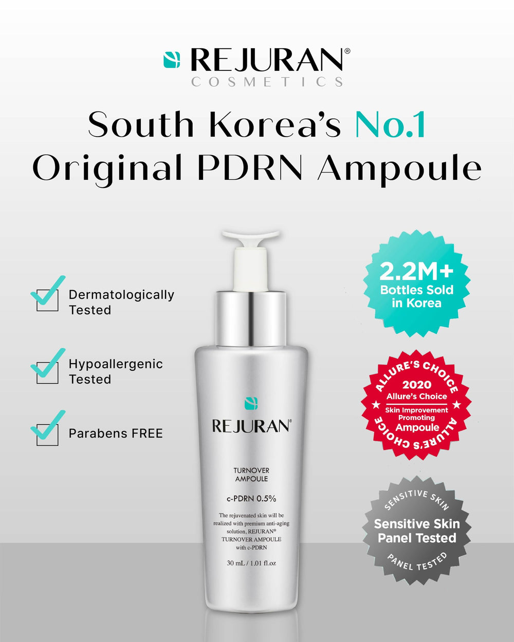 REJURAN Turnover Ampoule pump dispense demonstrating easy application.