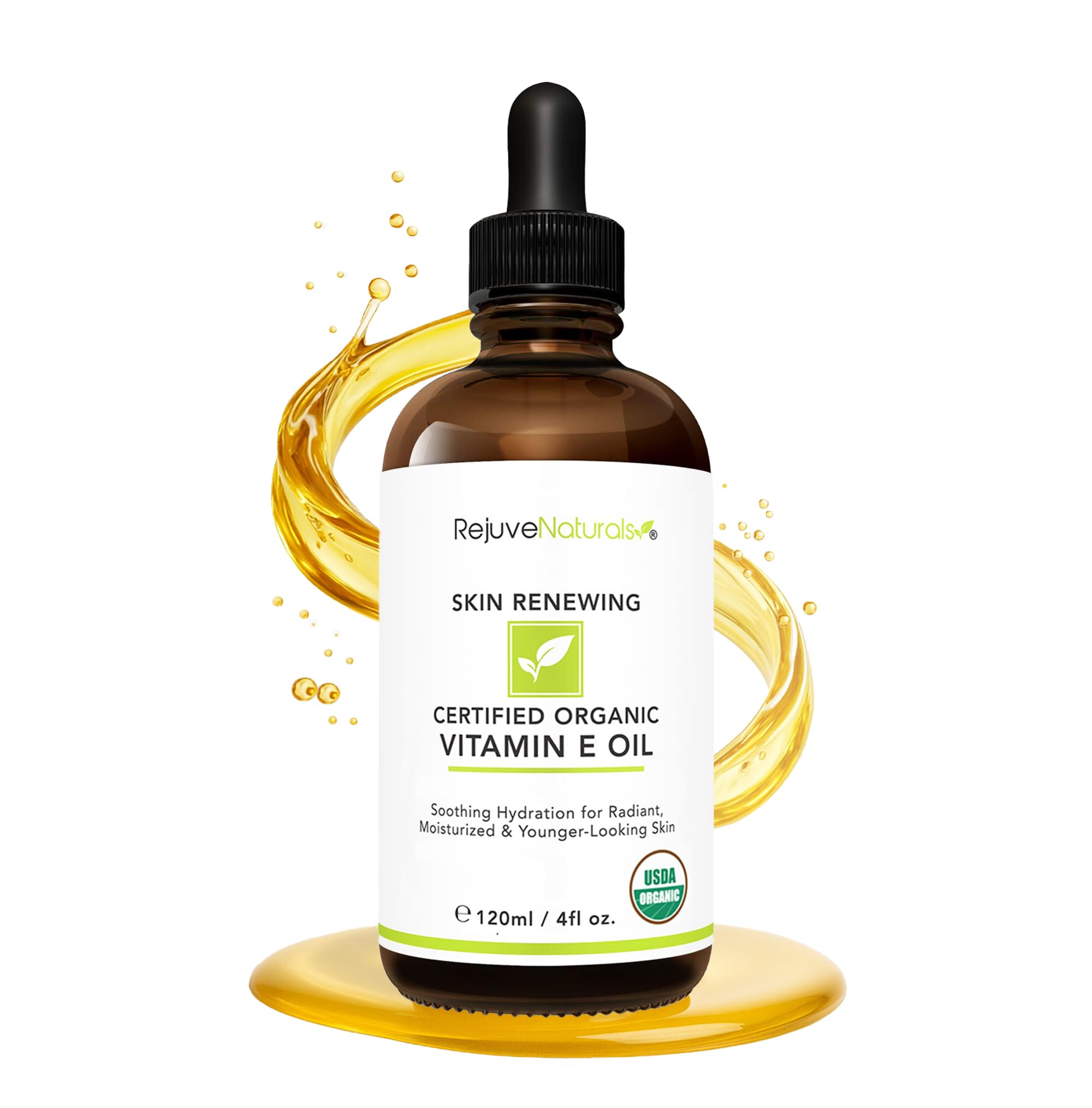 RejuveNaturals Vitamin E Oil bottle for radiant, hydrated skin