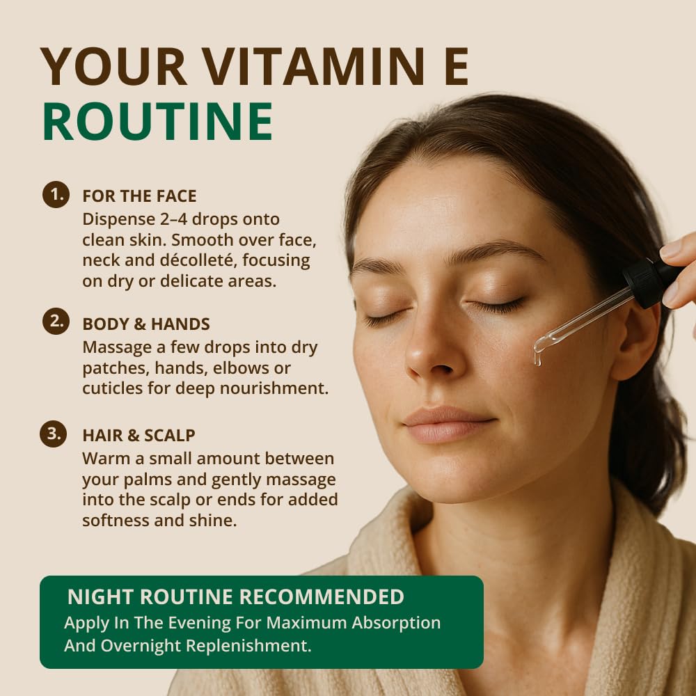 RejuveNaturals Vitamin E Oil label detail with organic blend