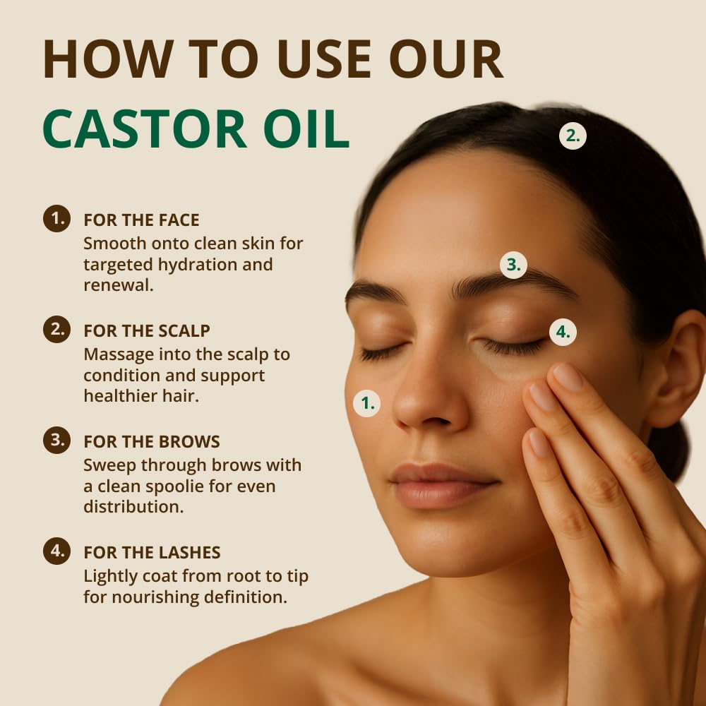RejuveNaturals Castor Oil on brows for fuller arches