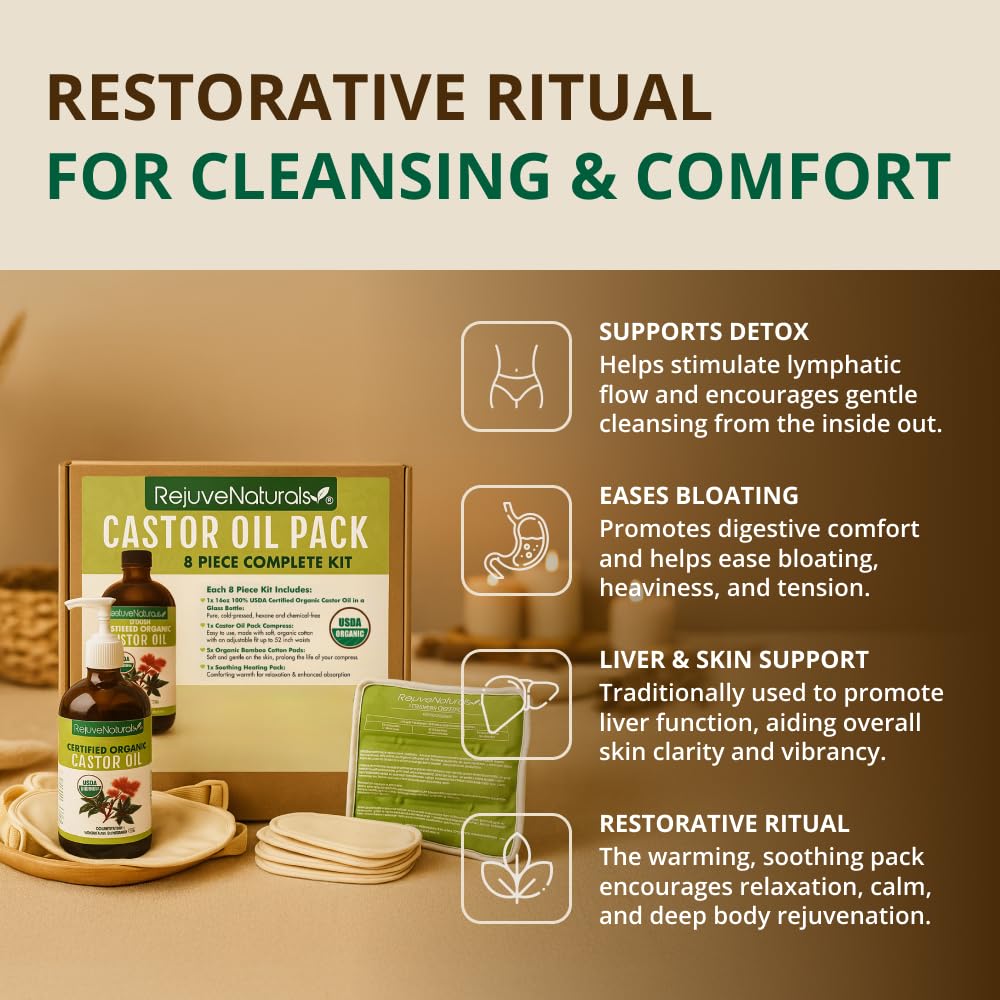 RejuveNaturals adjustable fit castor oil pack in use
