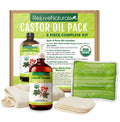 RejuveNaturals Castor Oil Pack – 8-Piece Complete Kit with 16oz Organic Castor Oil