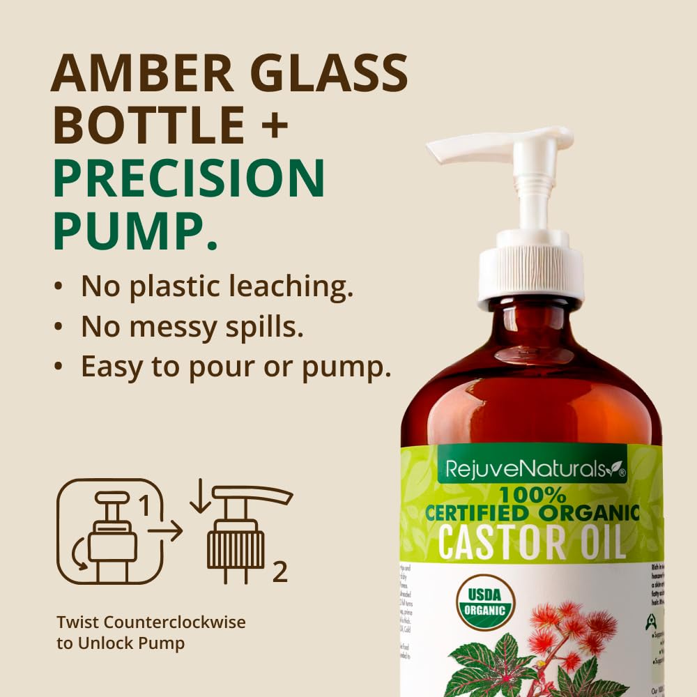 RejuveNaturals Castor Oil pure, cold-pressed for skin and hair