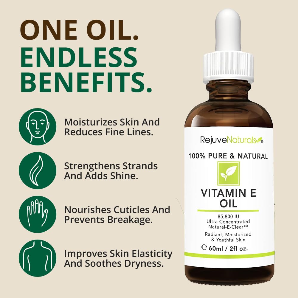 RejuveNaturals Vitamin E Oil packaging and label detail