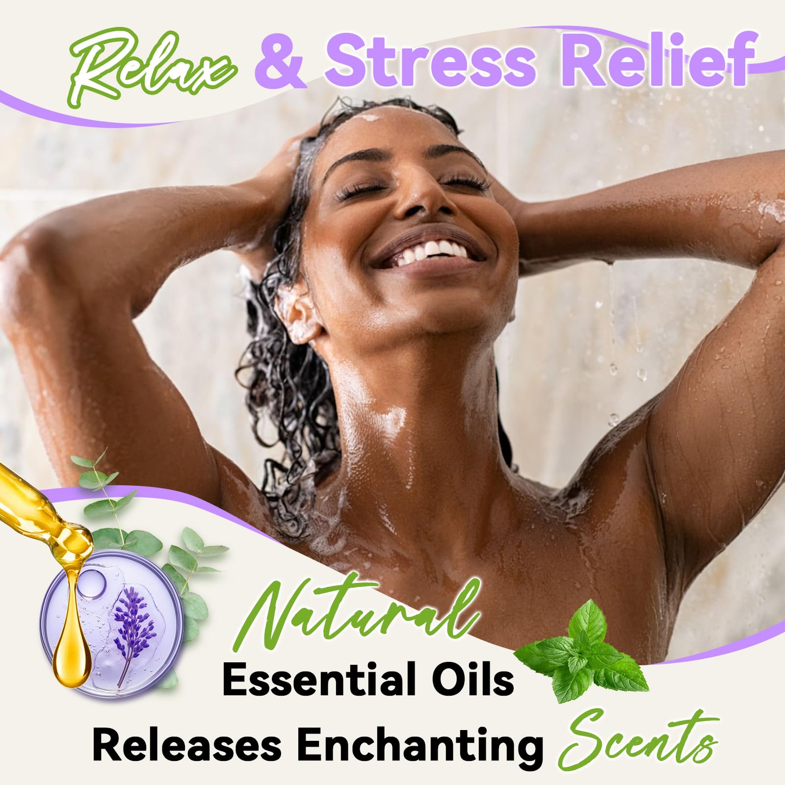 Relaso bomba ducha se disuelve en agua liberando aroma continuo y agradable.