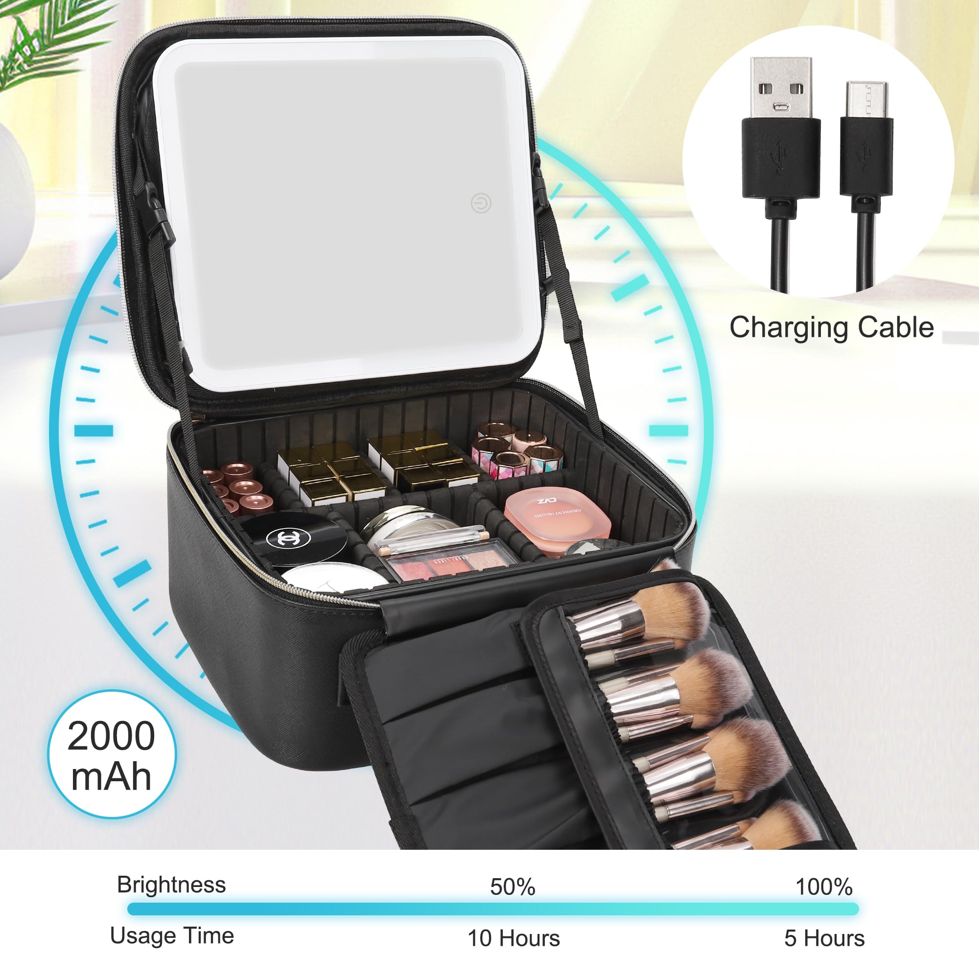 Relavel makeup bag brush holder storage keeping brushes organized and ready