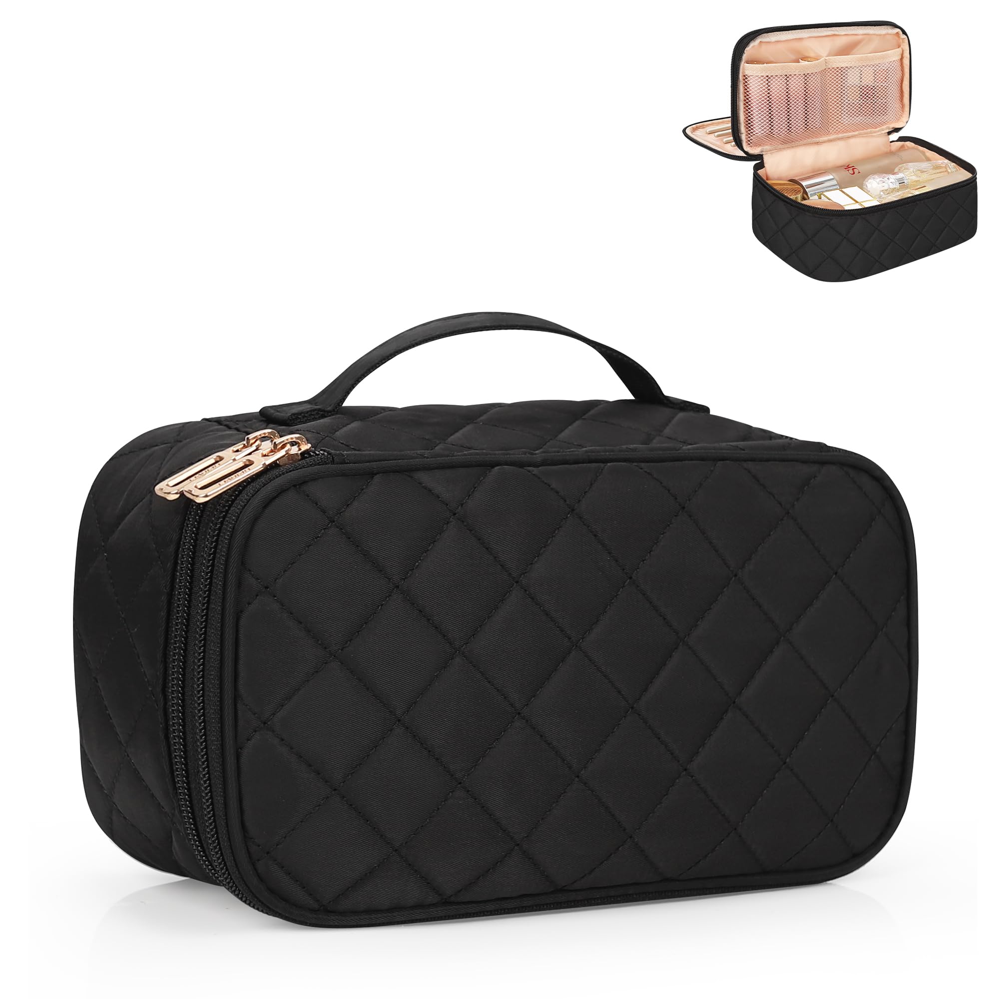 Relavel makeup bag with compact design shown for travel and organization.