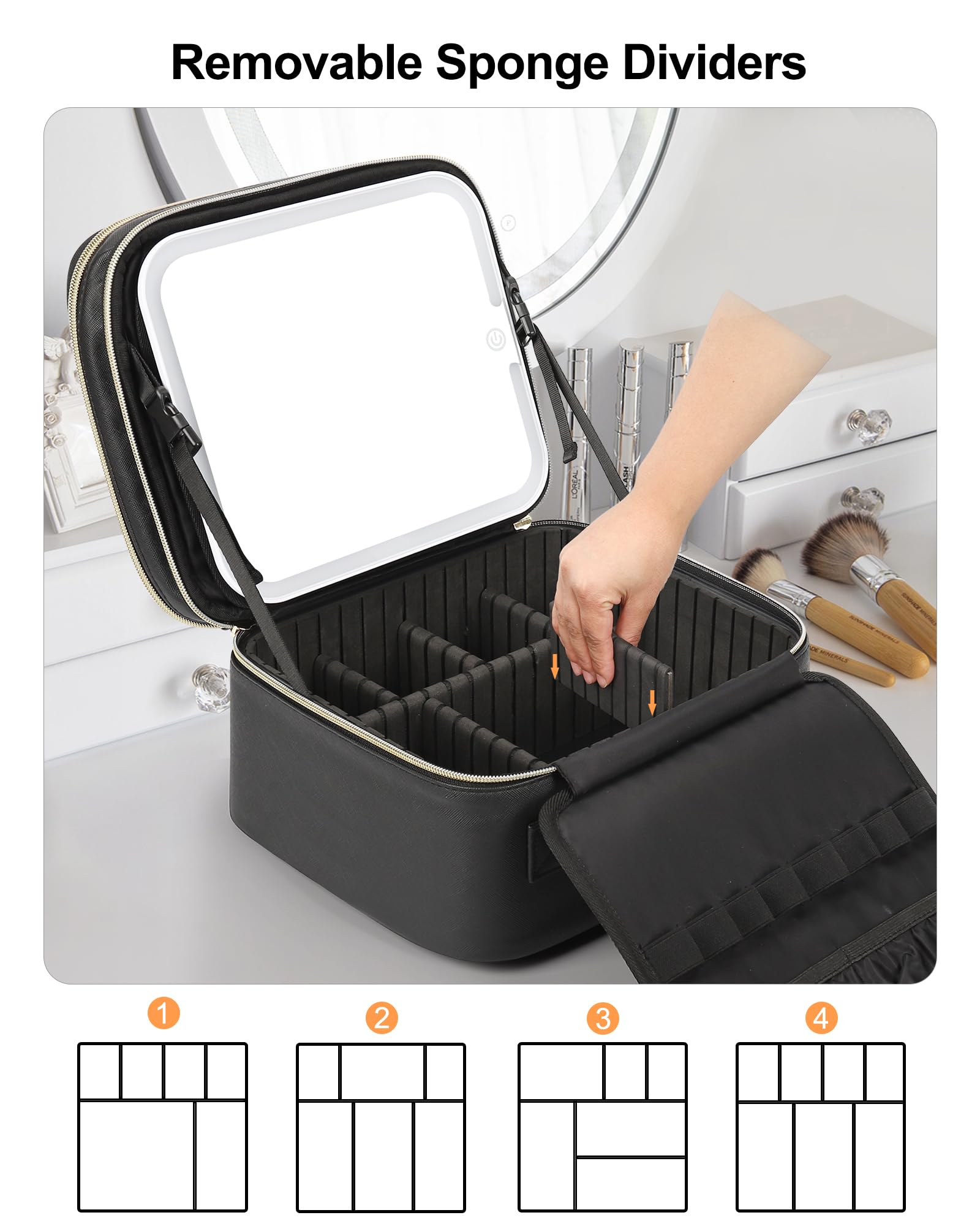 Relavel makeup bag with large capacity for cosmetics and tools.