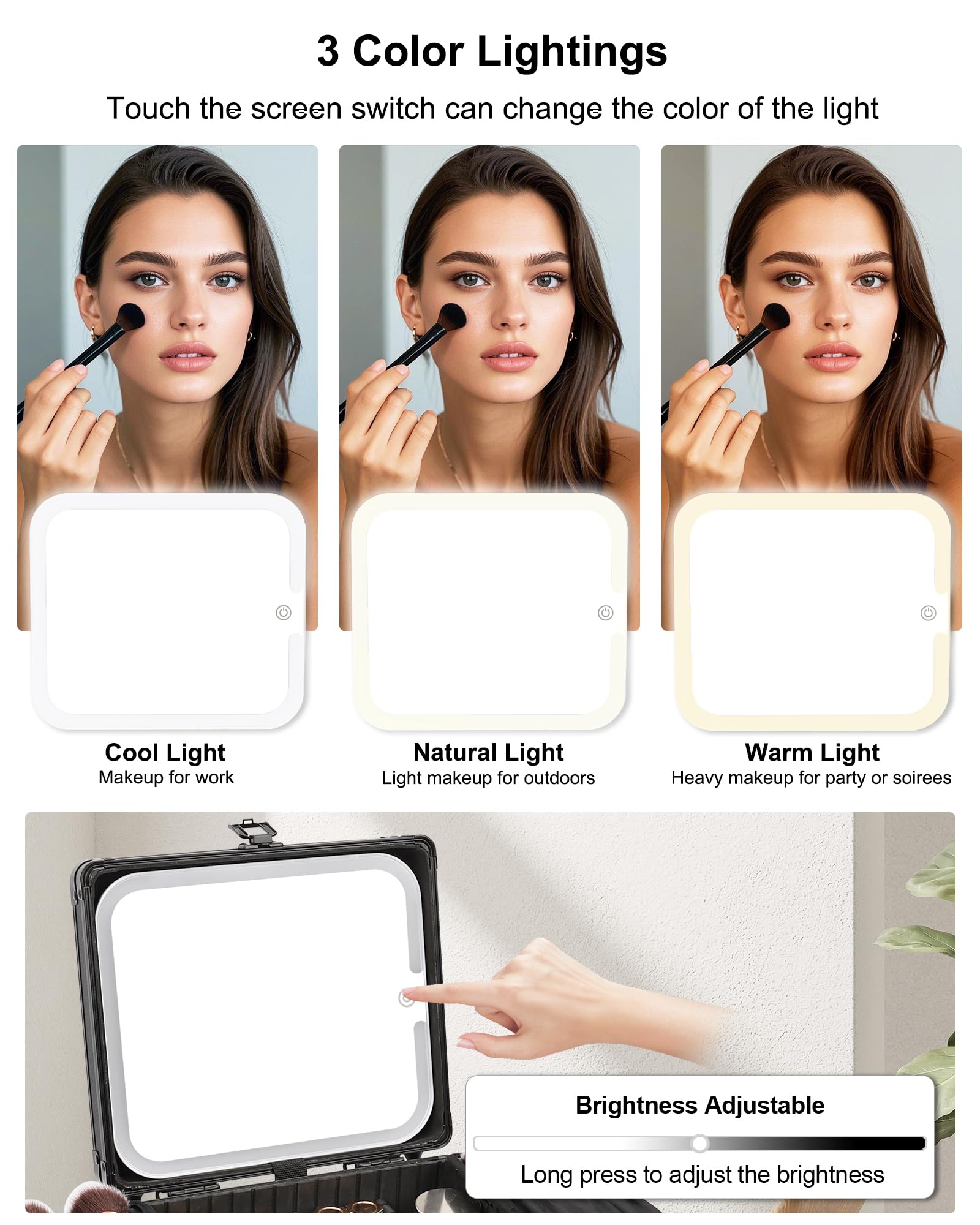 Relavel LED mirror offers three color lights for different ambient needs.