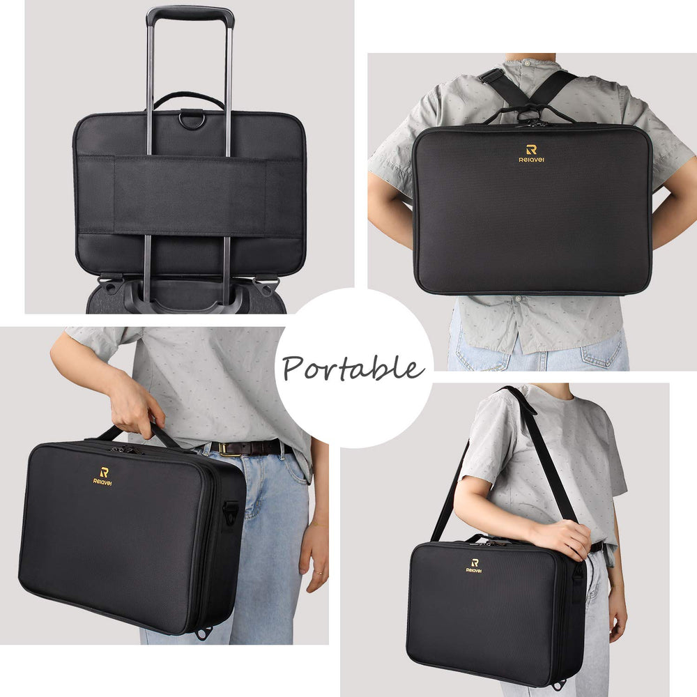 Relavel makeup case made from water-resistant oxford fabric keeps contents safe.