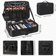 Relavel makeup case with shoulder strap for easy bag or backpack use.