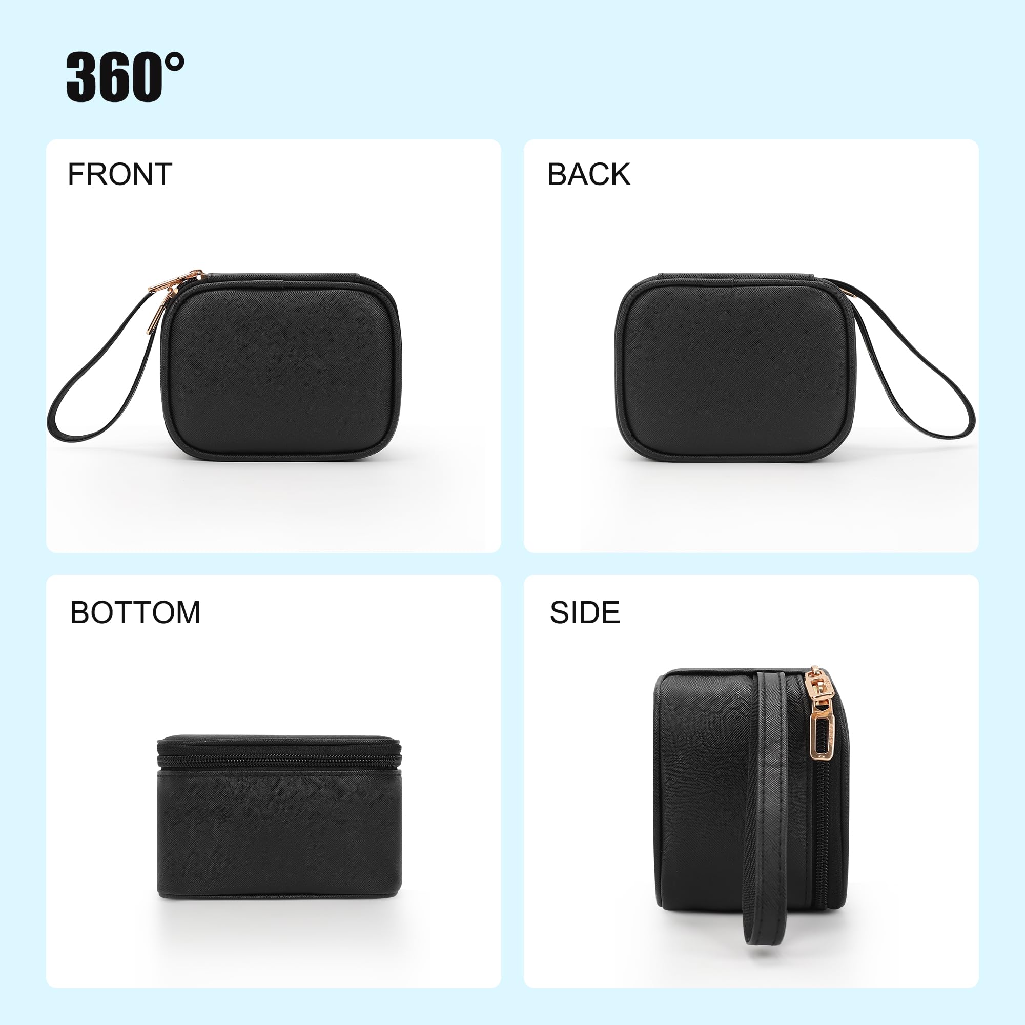 Relavel mini makeup bag used during travel for quick touch-ups.