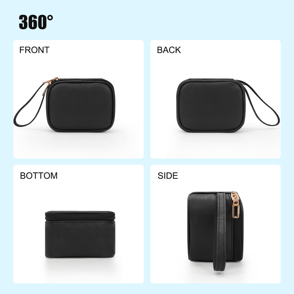 Relavel mini makeup bag used during travel for quick touch-ups.