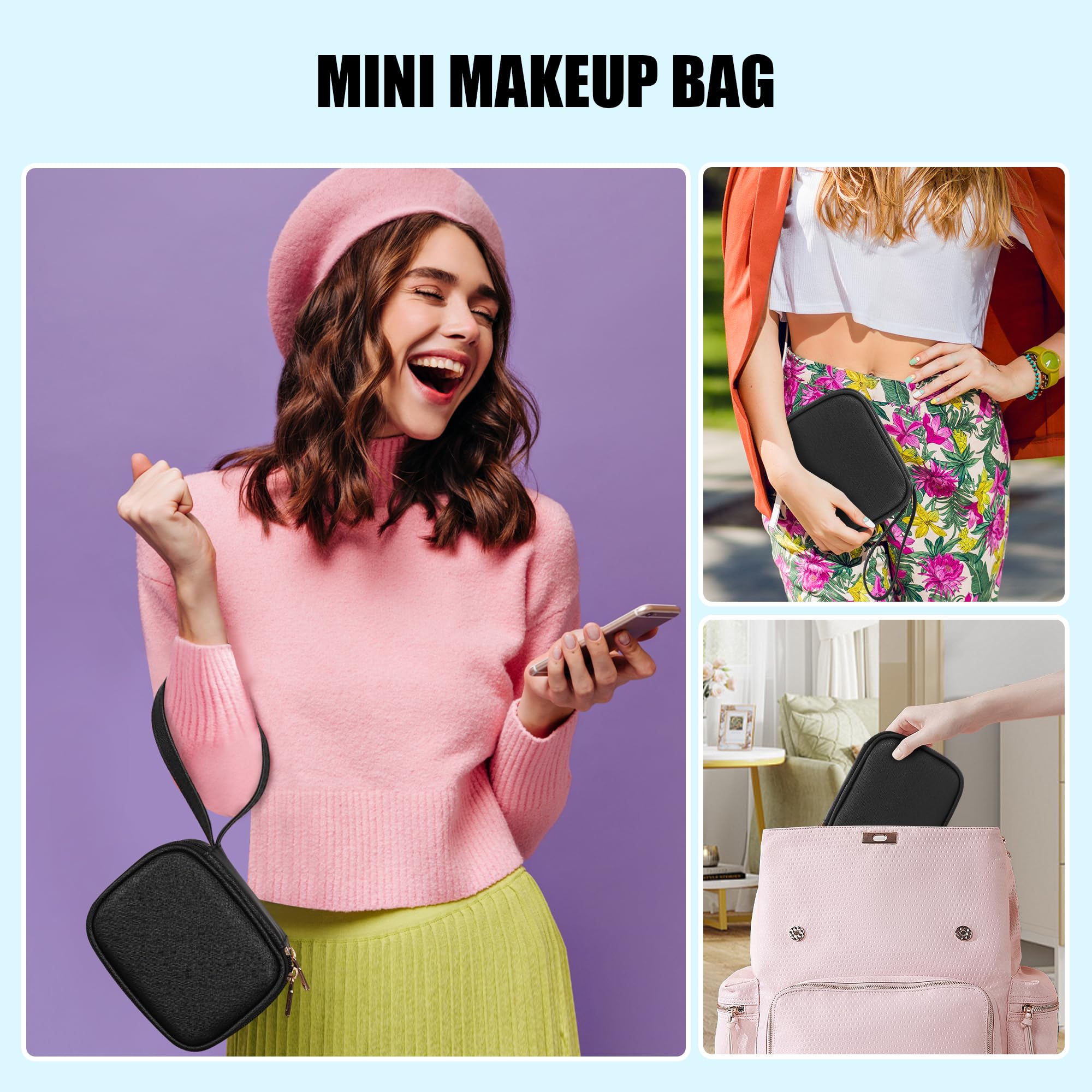 Relavel mini bag side view emphasizes slim portable design.